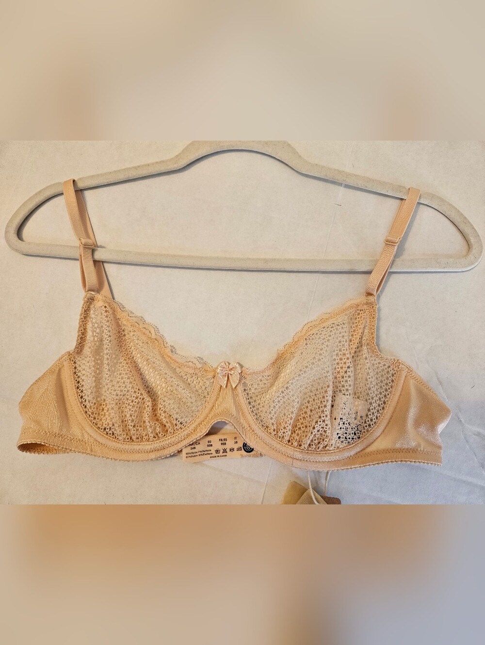 Wingslove Beige Lace Balconette Demi Bra NWT Size 36B